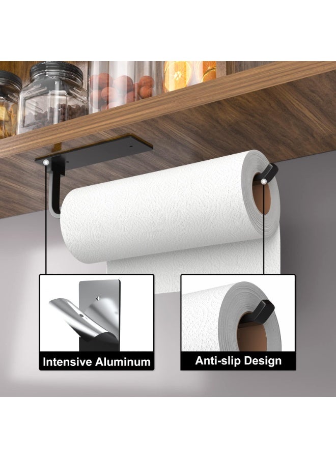 HOMESTAR Toilet Paper Holder, Kitchen Roll Paper Holder , Wall Mounted Towel Rack, Sturdy Towel Rack For Kitchen Bathroom Toilet Organization, Black,14x31x6.5cm - Image 3